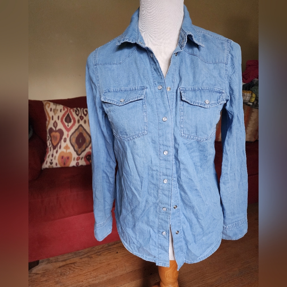 Topshop Light Blue Denim Longsleeve Shirt